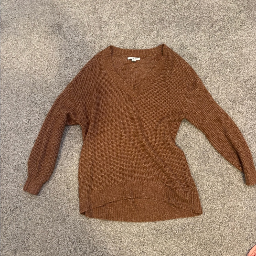 American Eagle Outfitters Brown V-Neck Sweater - Picture 2 of 4